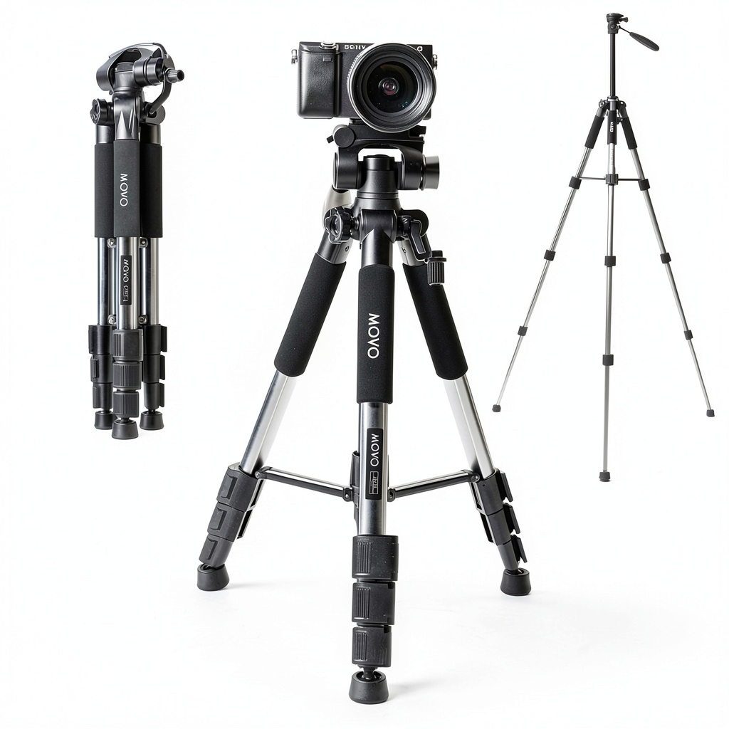Movo MV-T5 tripod extended to full height in an outdoor setting