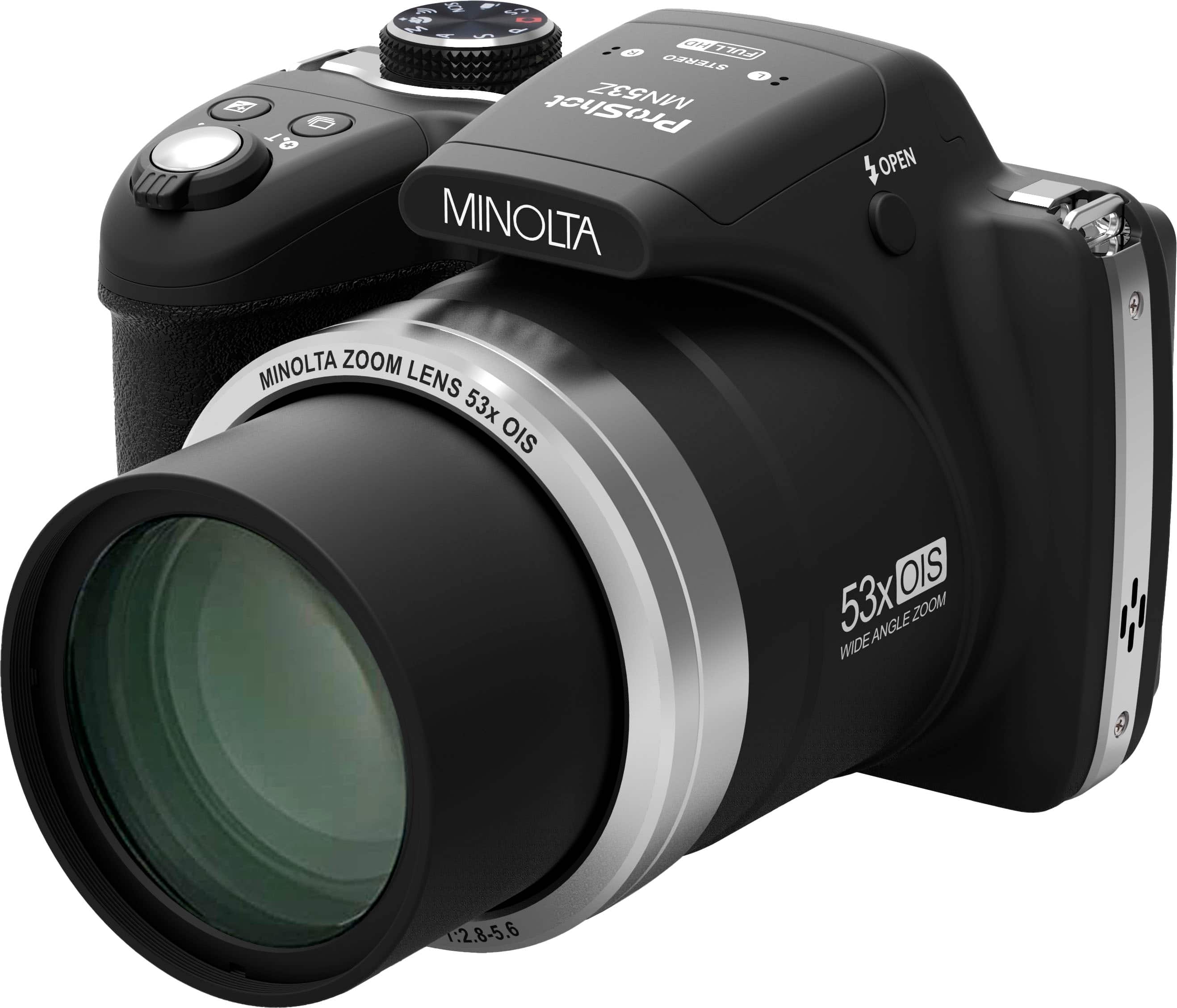 Minolta ProShot MN53Z bridge camera showing zoom lens and controls